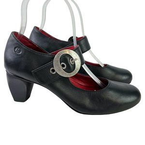 Josef Seibel Black Heels with Silver Buckle